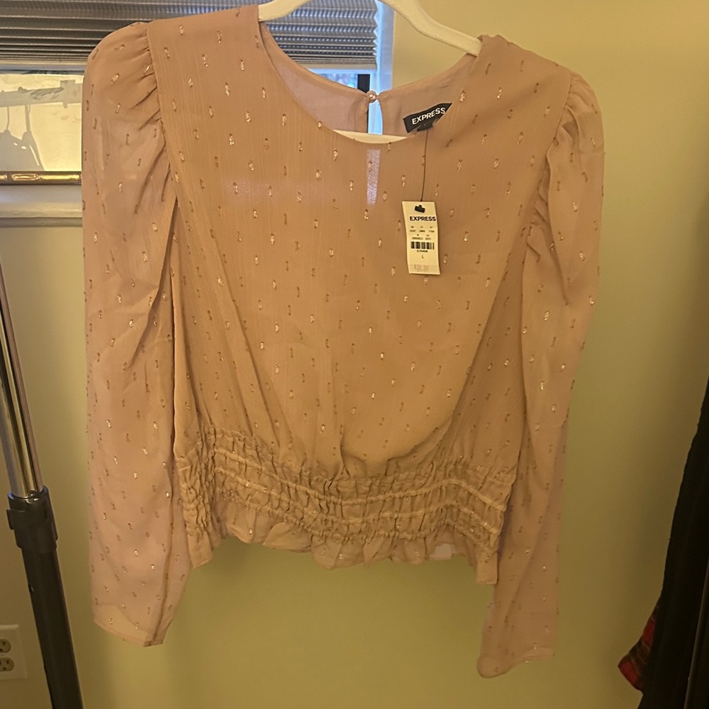 Express Women's Blush Long Sleeve Blouse